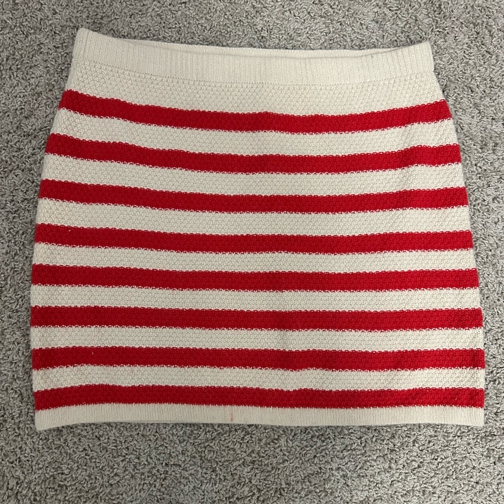 a new day Red and White Striped Knit Mini Skirt